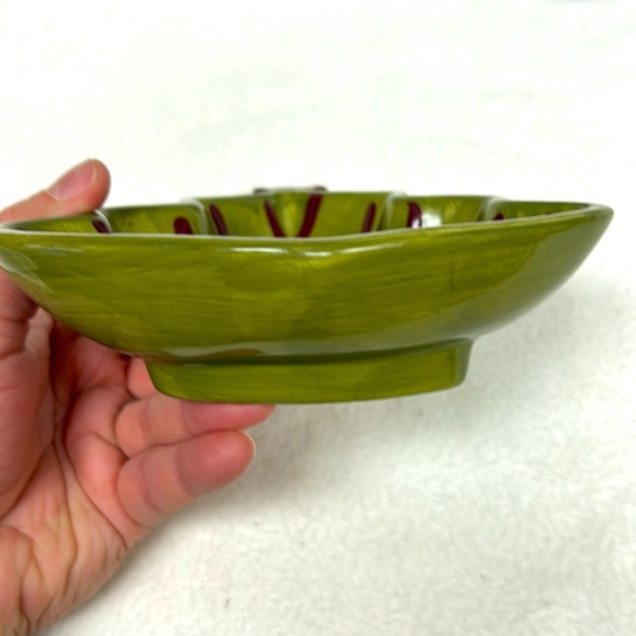 POTTERY BARN set of 2 ceramic SEASONS GREETINGS nut/candy dishes - Picture 6 of 7